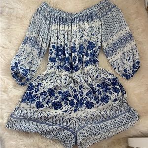 Blue and White Romper